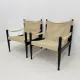 Set of mid-century Danish safari chairs by Erik Wørts for Niels Eilersen, 1960s