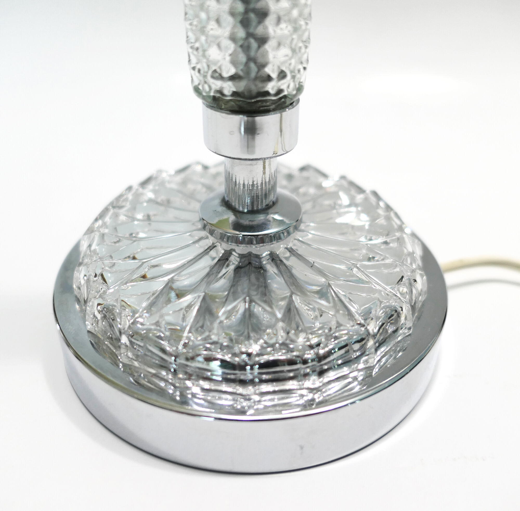 Table lamp glass er metal chrome 1970's
