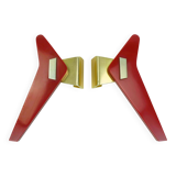 1950s streamline DOOR HANDLES push handles red bakelite and aluminum