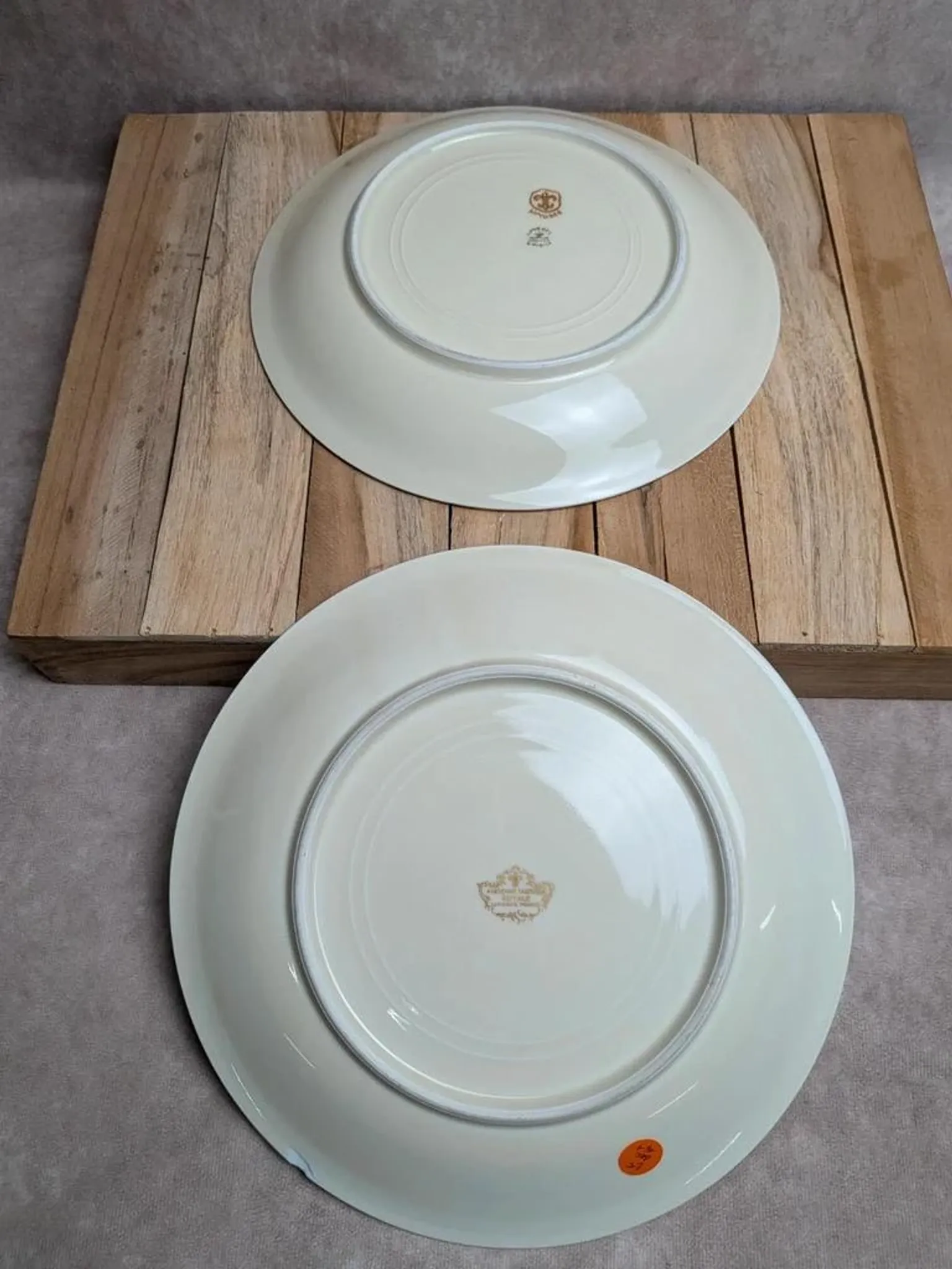 Set of 2 antique Limoges porcelain plates – Golden friezes