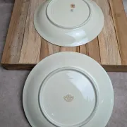 Set of 2 antique Limoges porcelain plates – Golden friezes