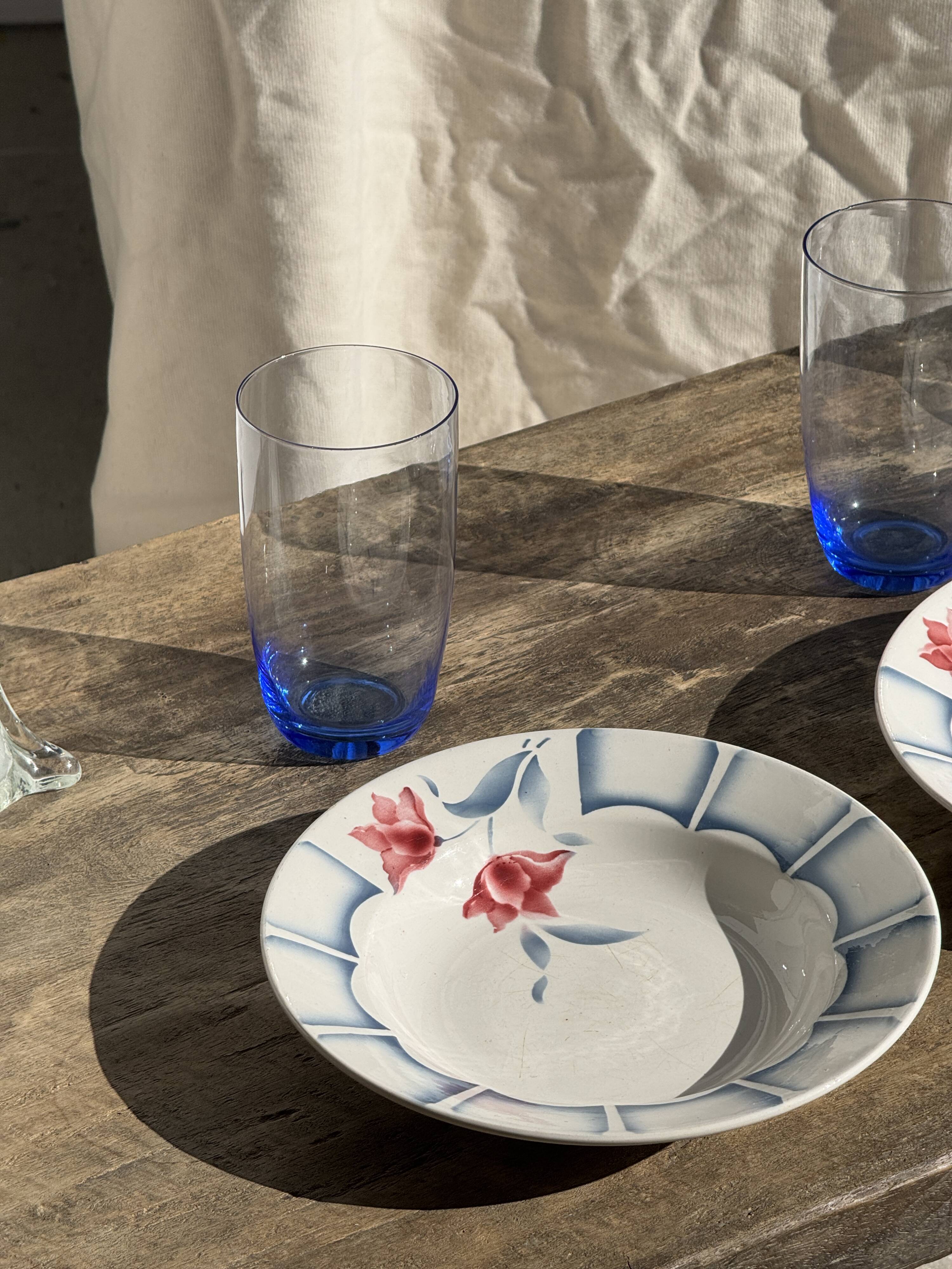 Set of 4 blue orangeade glasses H14
