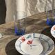 Set of 4 blue orangeade glasses H14