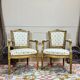 Pair of louis xvi style gilded wood armchairs, 19th century