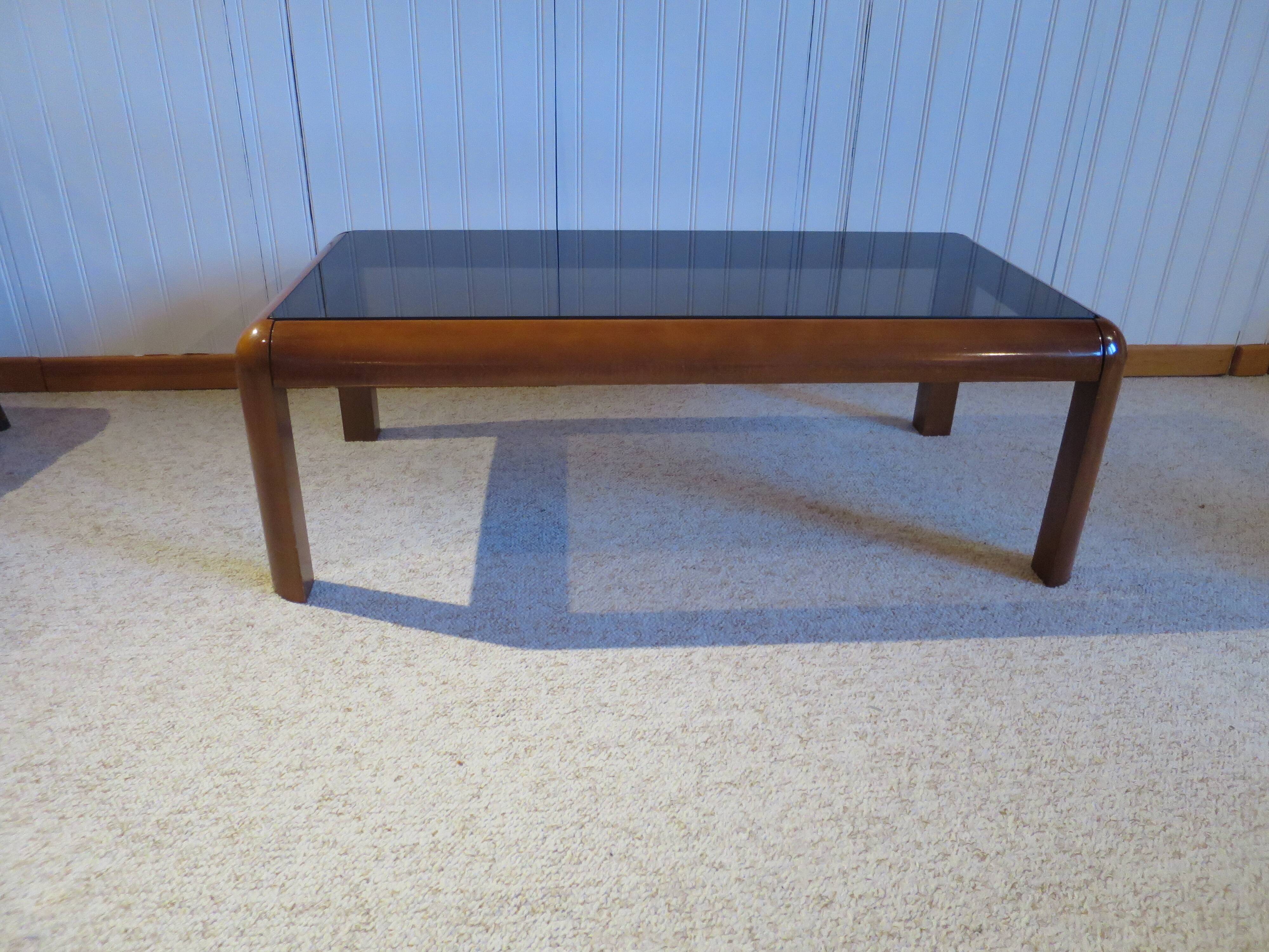 Cherry and glass coffee table