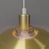 Gold lacquered aluminum hanging lamp from Danish JEKA (closed in the early 90s) model Opus 8037-H