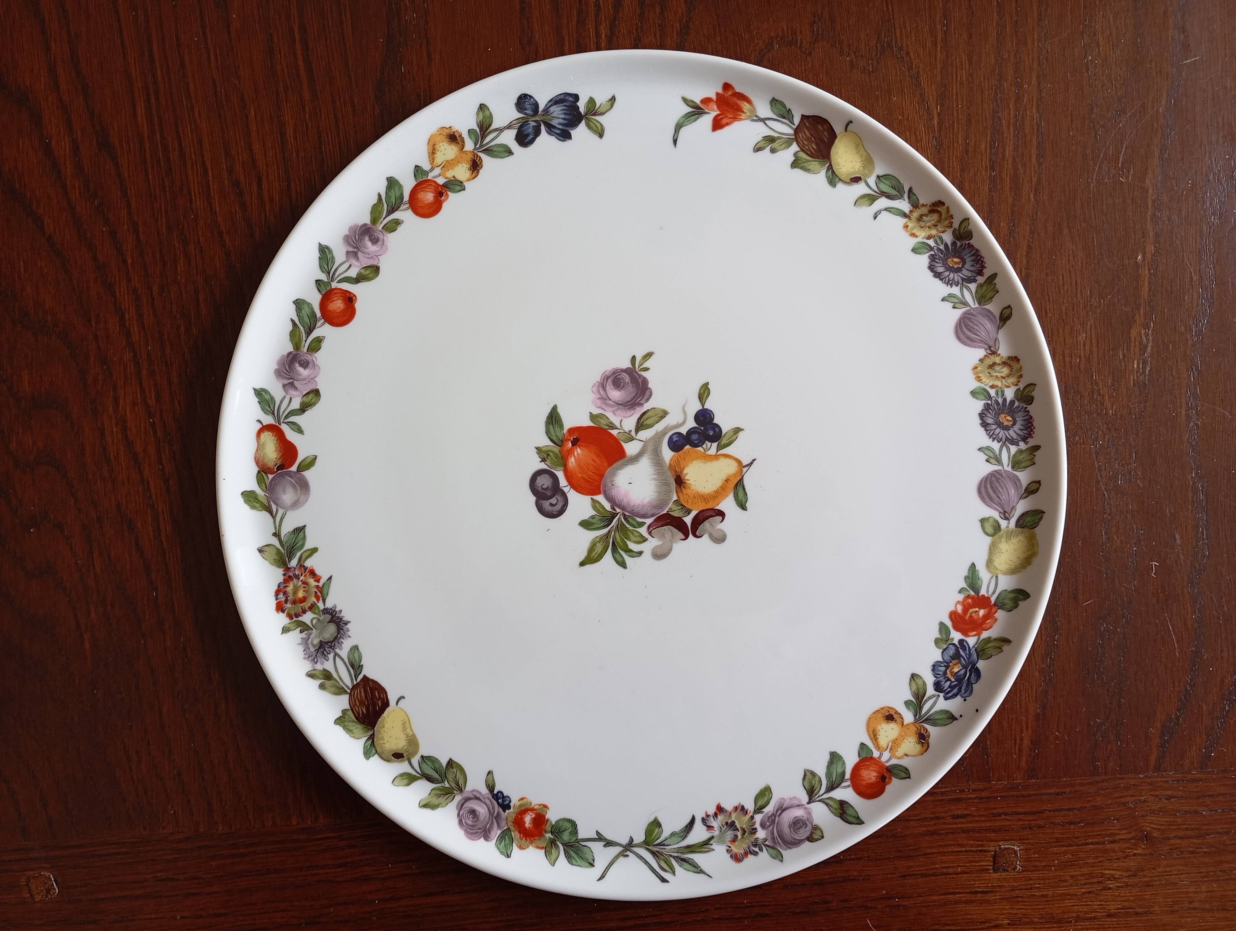 Dish & 12 dessert plates Porcelain of Paris "The Four Seasons"