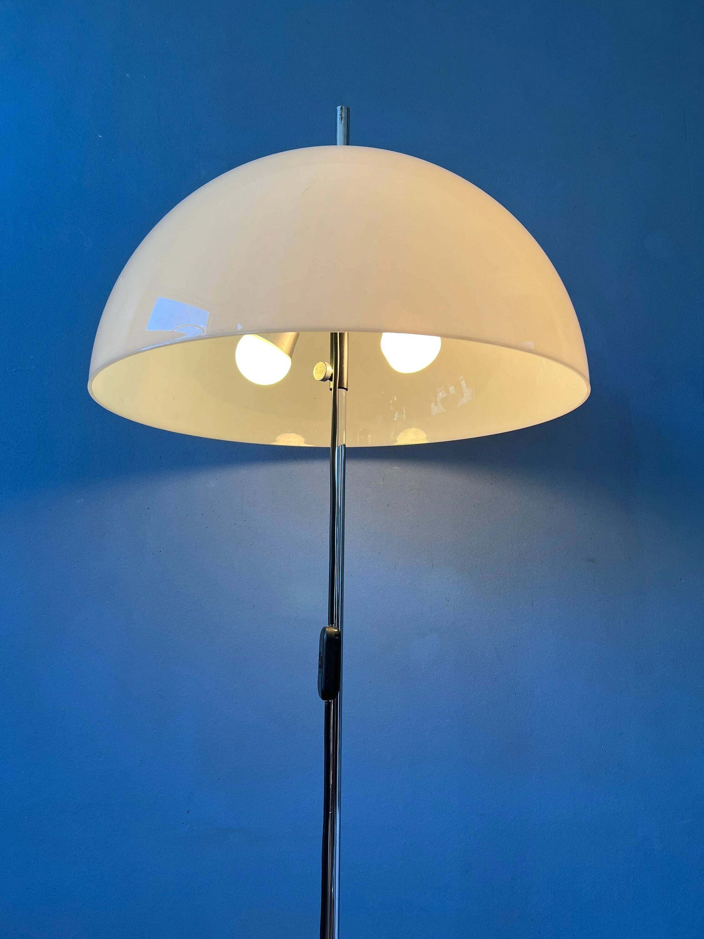 Vintage Dijkstra mushroom floor lamp with white acrylic glass shade.