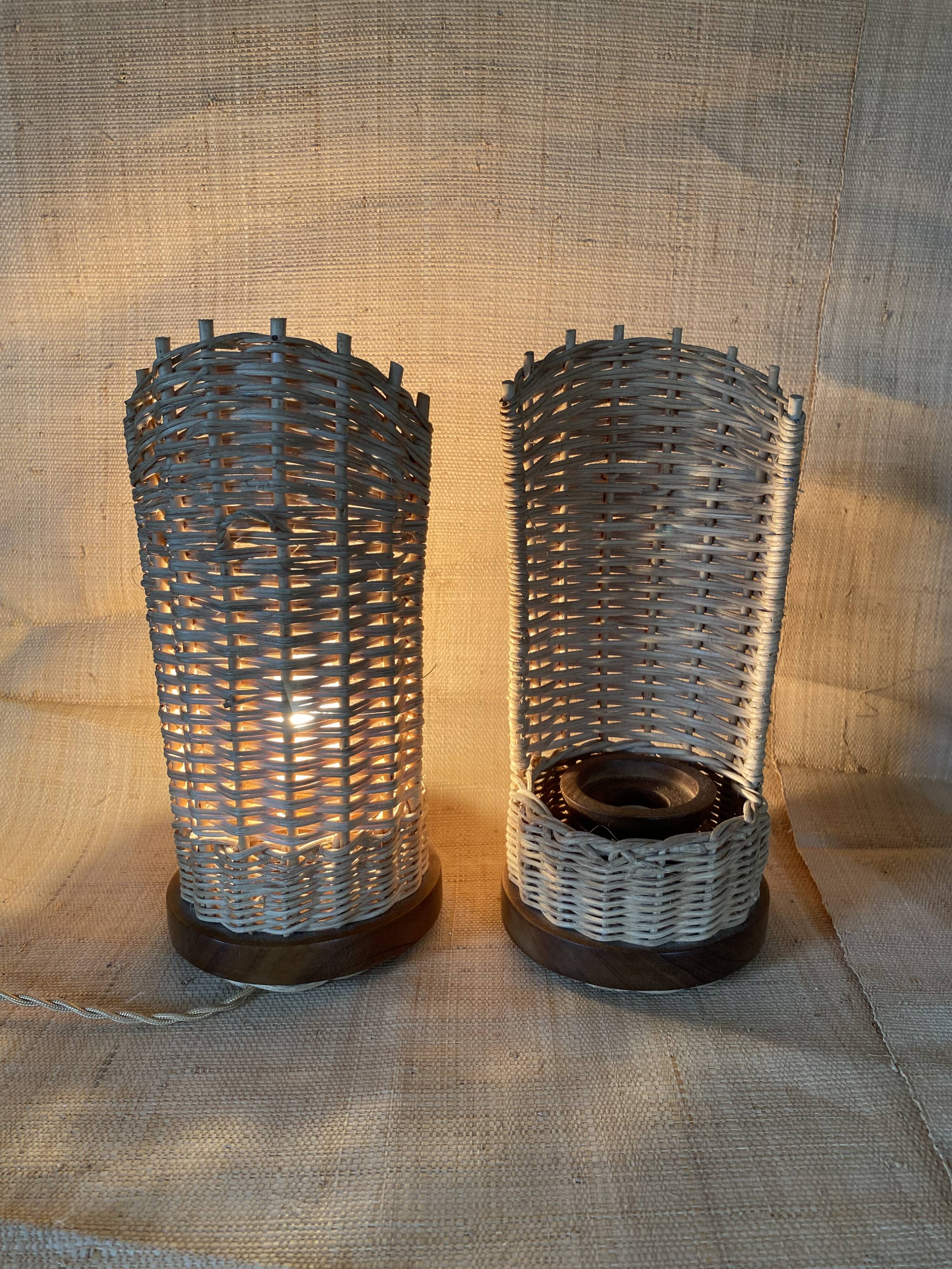 Two lamps from Majorca, 2x2 m braided fabric cables.