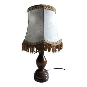 Turned wood table lamp
