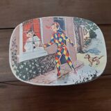 Antique metal box Columbine and Harlequin