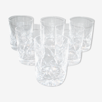 Series of 6 cut crystal whisky glasses cristallerie Lorraine Lemberg 9x7cm