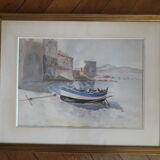 Ancient painting depicting a seascape