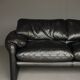 Two seater Maralunga Sofa in Black Leather for Cassina. 1970s