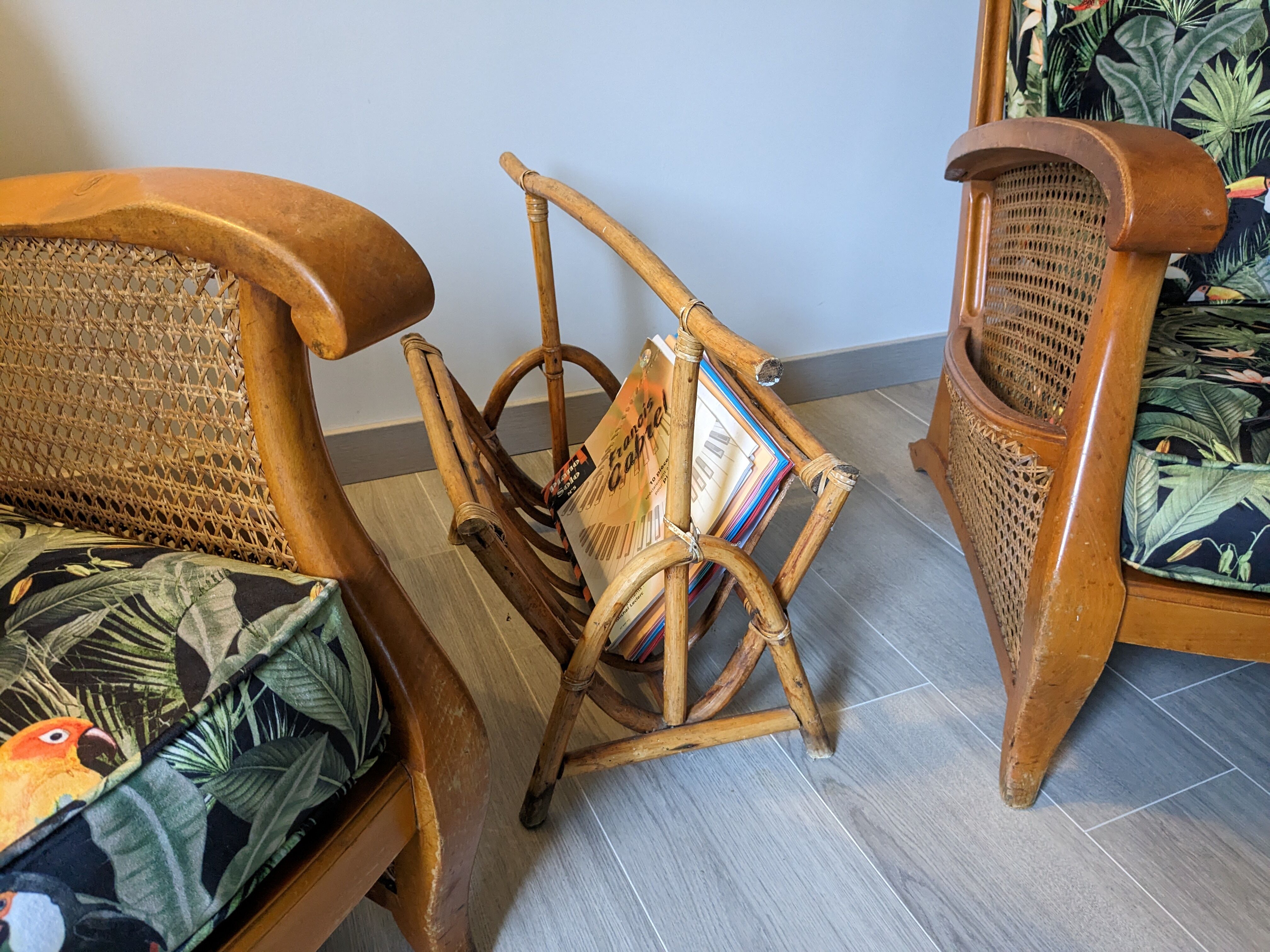 Vintage rattan magazine holders