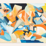 Cubistic painting, acrylic on hardboard, 95 x 75cm