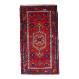 Handmade vintage Persian Hamadan rug 3.2' x 6.2' (100cm x 191cm) 1970s