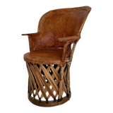 Mid-Century Modern Mexican Equipales Armchair in Leather and Wood, 1970