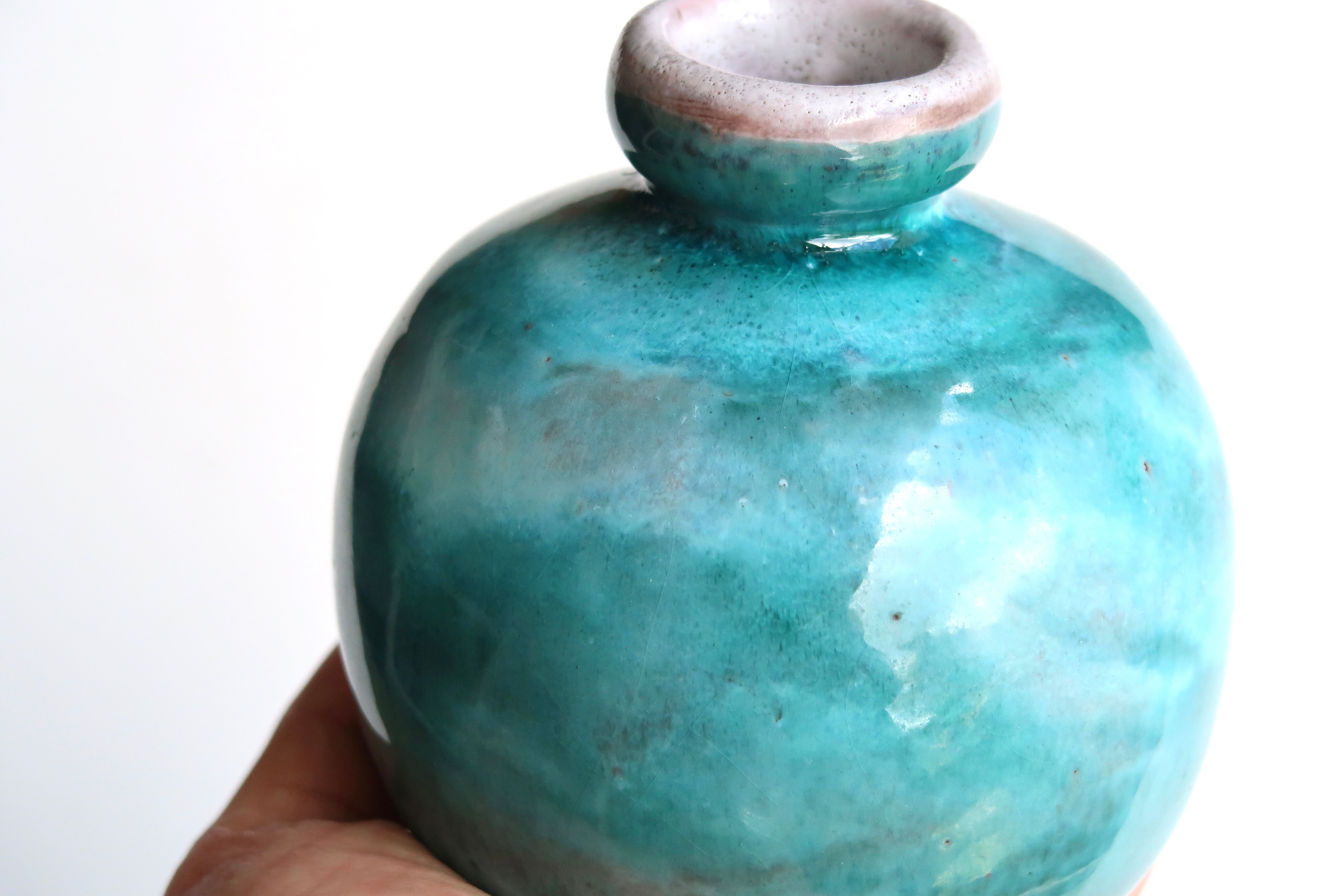 Blue ceramic vase by Jean and Robert Cloutier, 70s