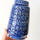 Vintage Scheurich Inka Vase, Blue Ceramic, West Germany