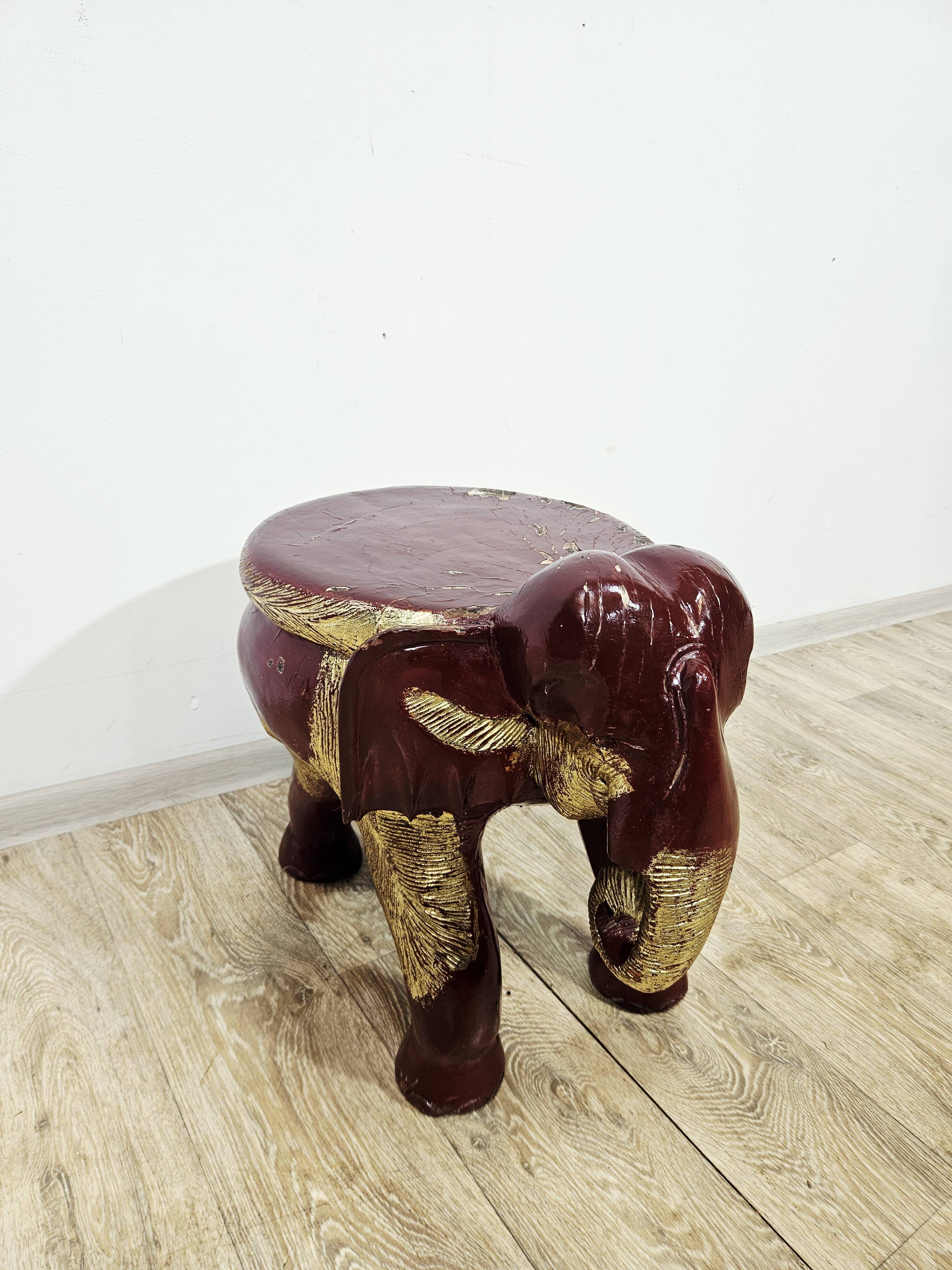 Antique elephant xl side stool / 19th century / unique boho chic piece.