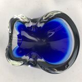 Vintage Murano ashtray, blue and transparent sommerso