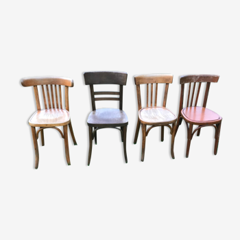 Series of 4 mismatched bistro chairs