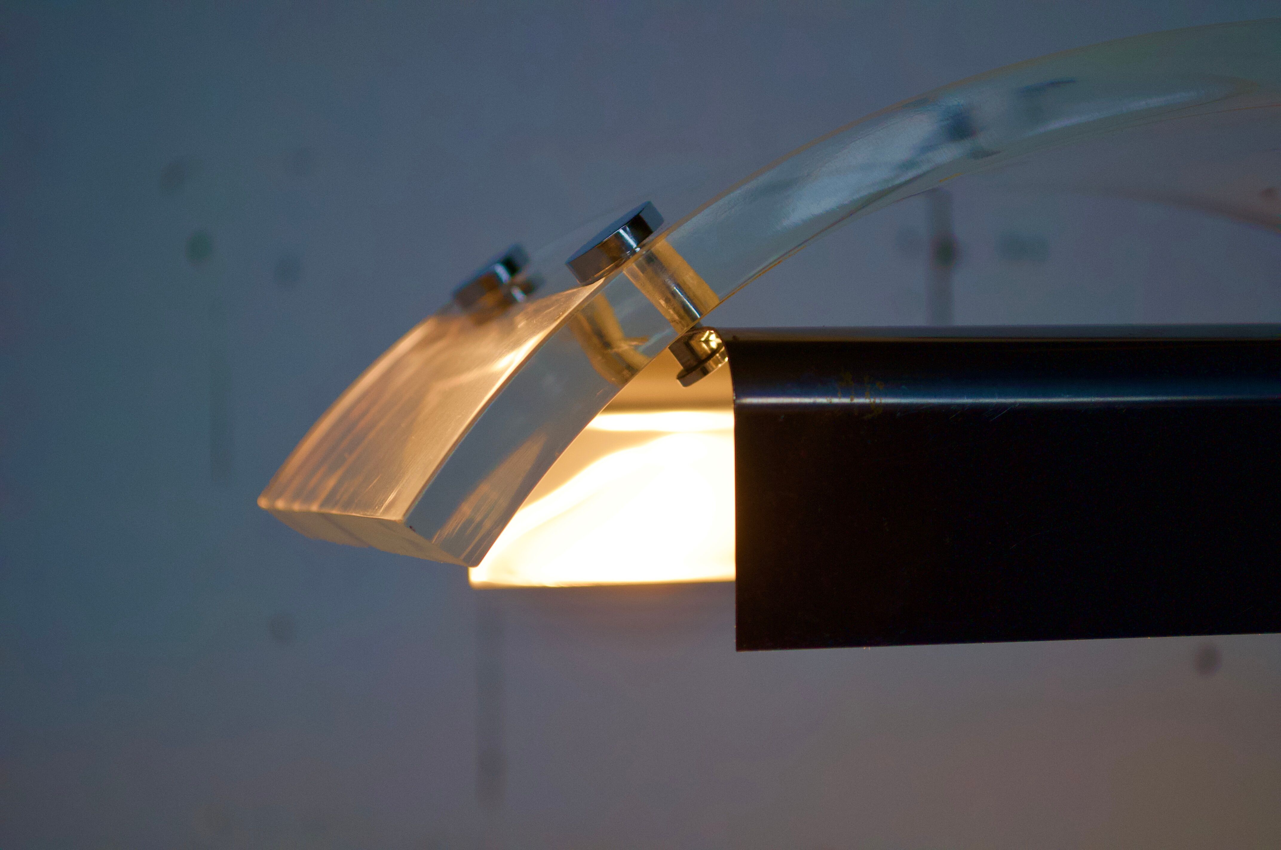 Perspex desk lamp and 1970s metal Jacques Charpentier