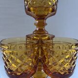 Set of 4 amber diamond glasses