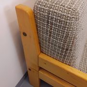 Set of 2 vintage fireside chairs in pine and fabric from the 70s