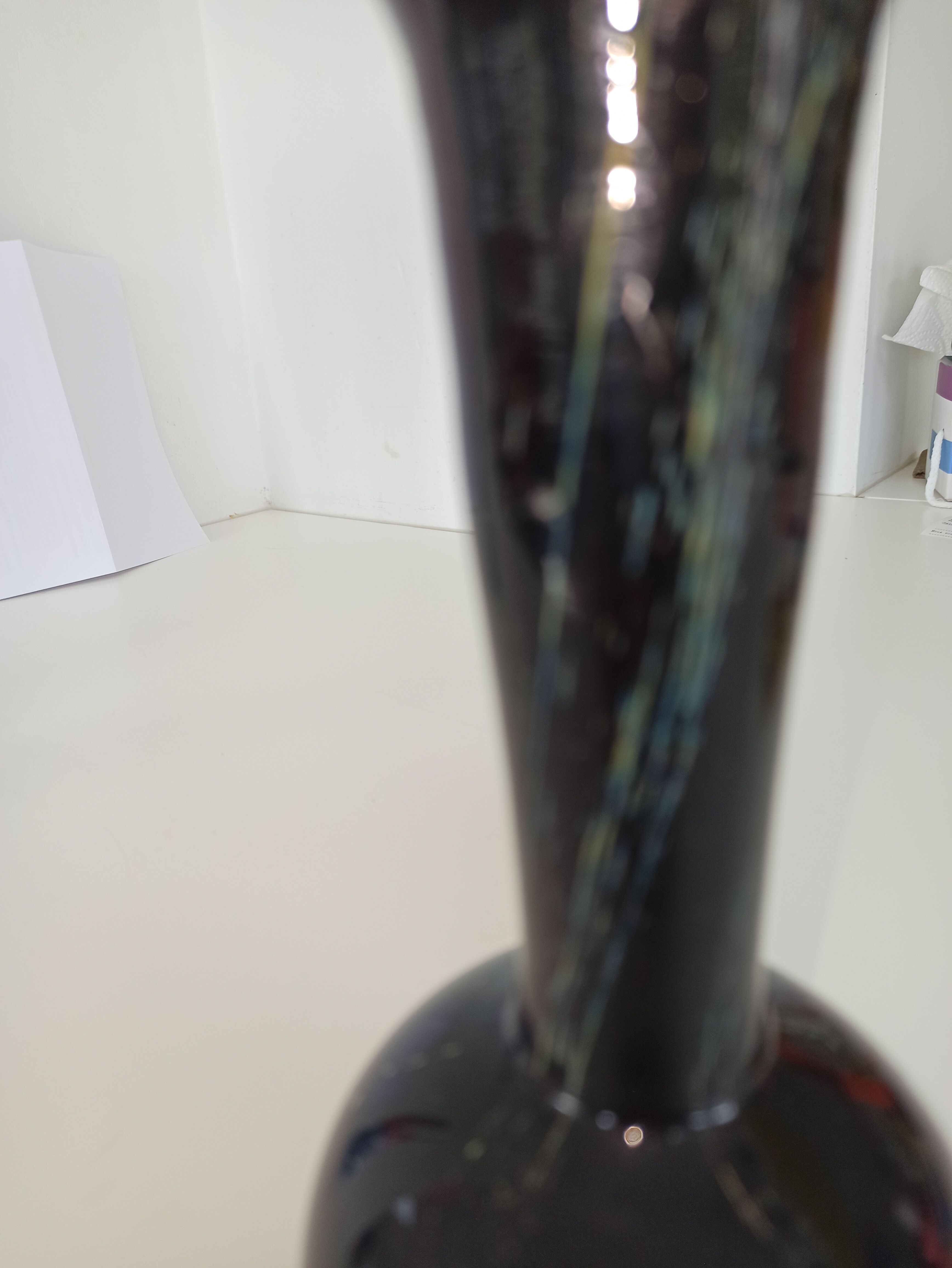 Iridescent black vase signed by the Phoenician Malta