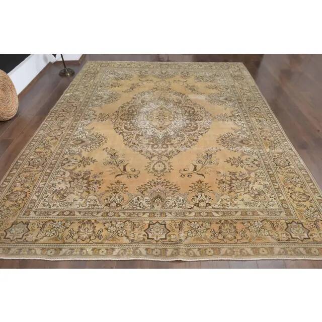 1960s Persian Handmade Wool Cotton Orange Oversized Area Rug 289x387
