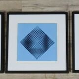 Trio Vintage Optical Art Tableaux - Victor Vasarely - Frames 40x40cm