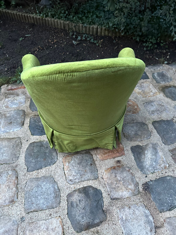 Fauteuil crapaud en velours vert