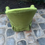 Fauteuil crapaud en velours vert