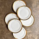 6 dessert plates in gilded Paris porcelain with "VD" monogram