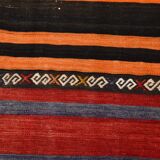 6x9 Green Orange Striped Turkish Vintage Kilim Rug 174x272Cm SK 2311