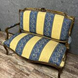 Louis XV style bench in gilded wood, 20th century