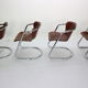 Set of 4 leather dining chairs for Cidue, 1970s, Italy