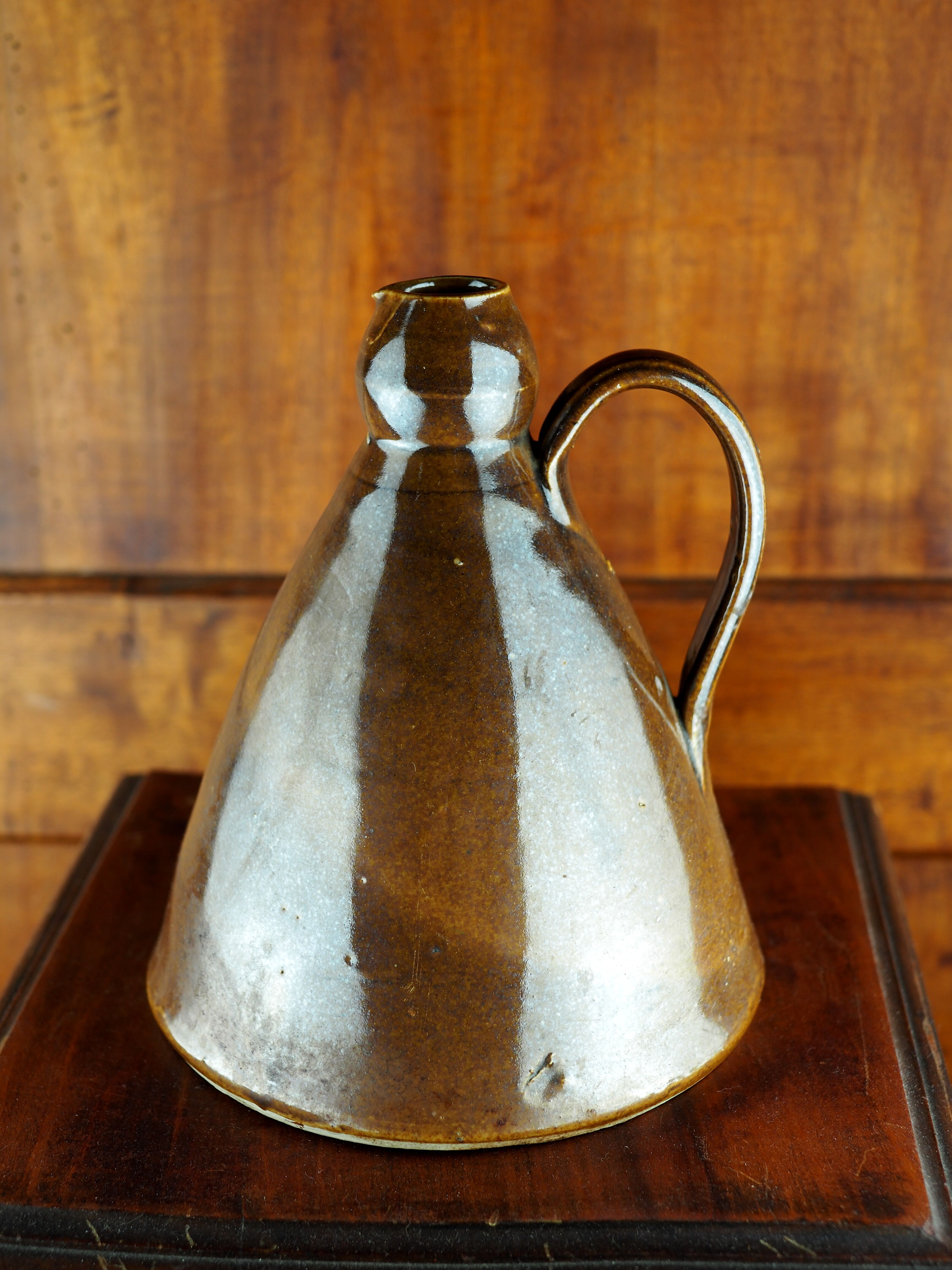 Conical pitcher with brown glaze - folk art - early twentieth century