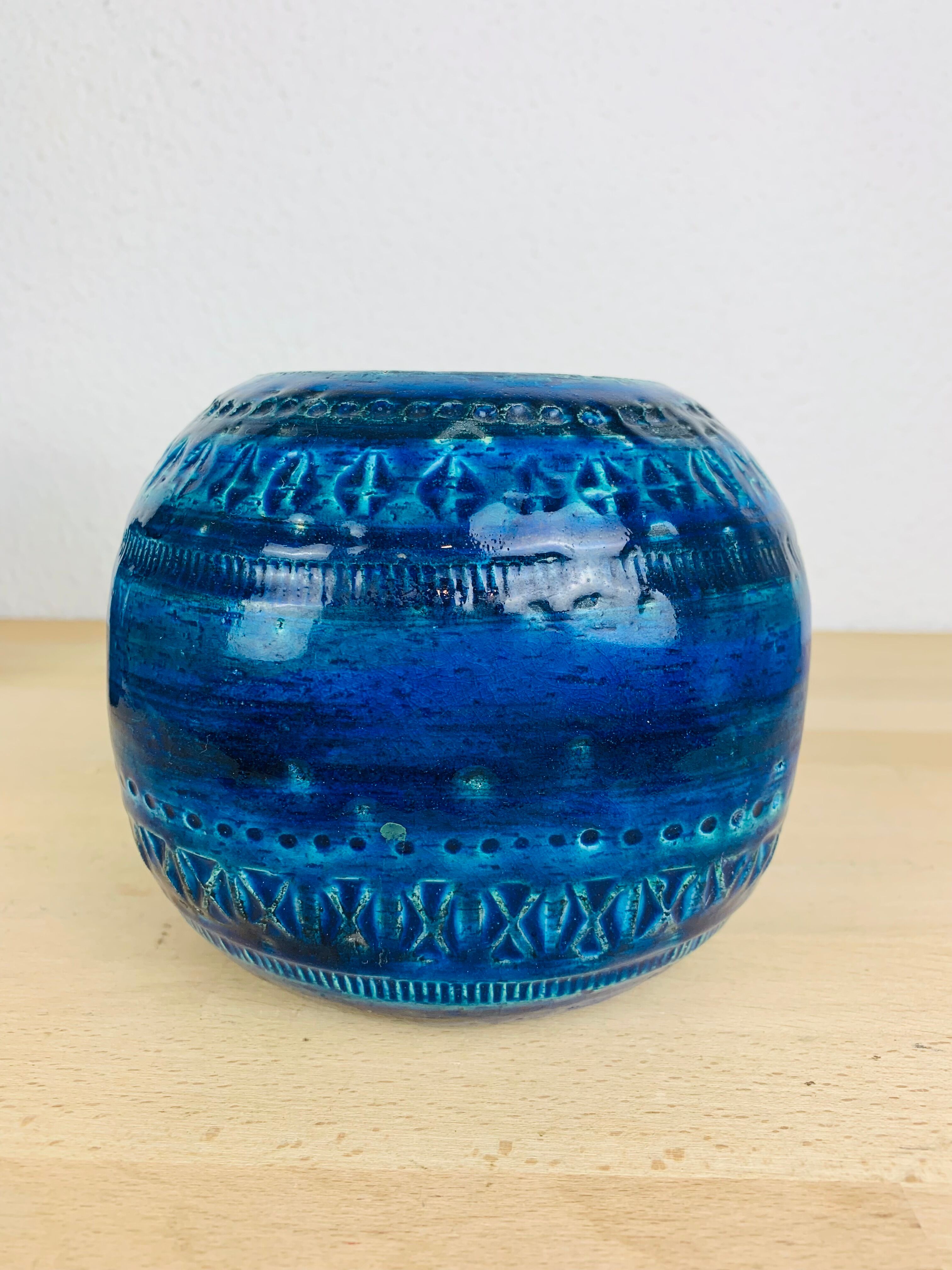 Ball vase Aldo Londi Rimini Blue for Bitossi