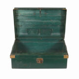 Malle voyage indienne metal verte epoque victorienne patine et piece d'origine