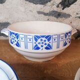 Salad bowl decorated stylized flowers "Saint Aubin" Digoin Sarreguemines