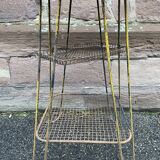 Vintage industrial harness serving hexagonal commercial console in metal & wood Vintage 1950