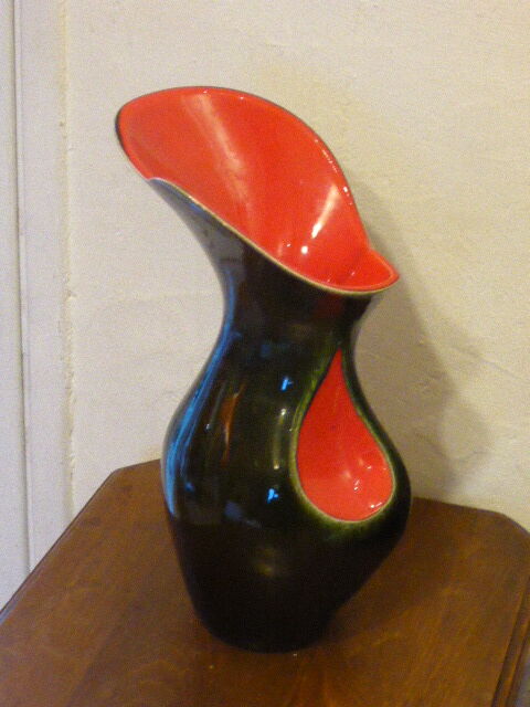 Vintage vase in ceramic brown and red, 1950/60s