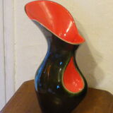 Vintage vase in ceramic brown and red, 1950/60s