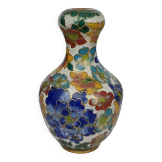 Miniature cloisonné vase with floral decoration