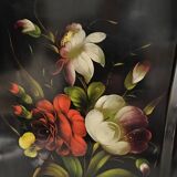 Large antique tray with flowers