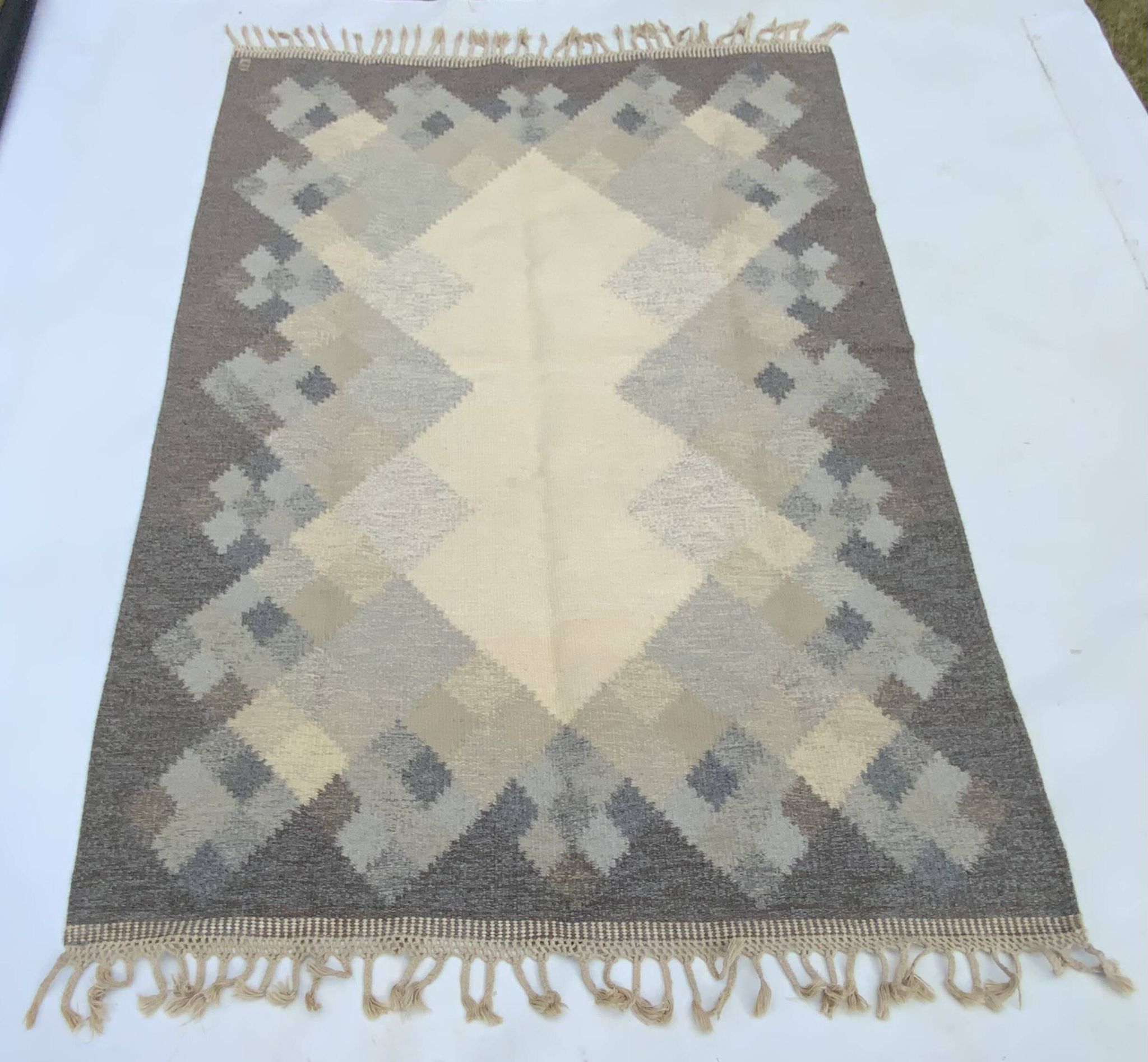 Mid-century swedish kilim röllakan rug by brita svefors for axeco 1960