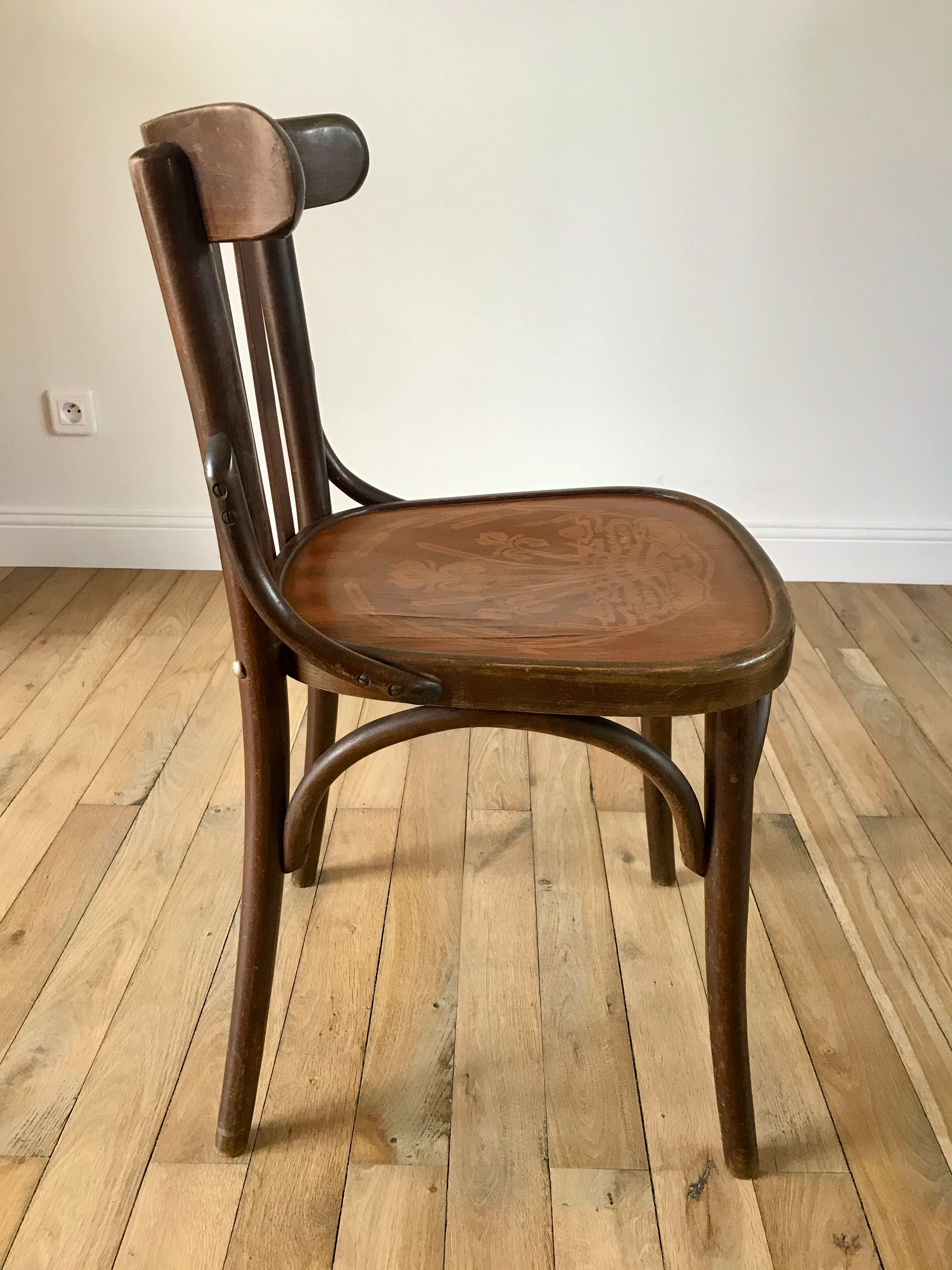 Curved wooden bistro chair 40s 50s